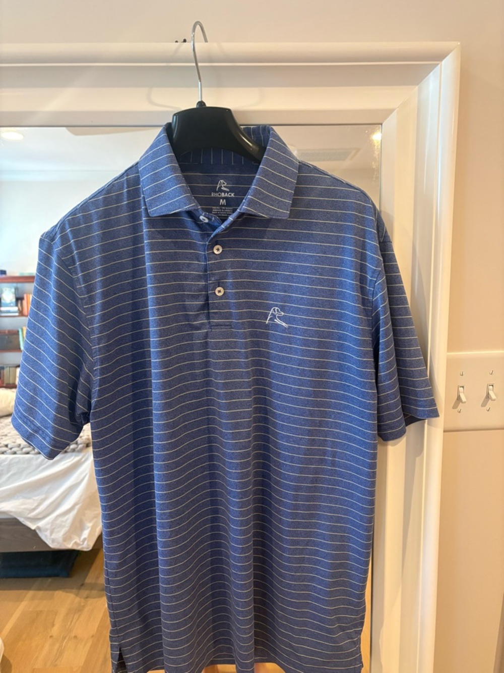 Rhoback Men's Blue Striped Performance Polo